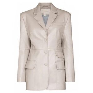 Materiel Tbilisi Beige Faux Leather Blazer in Size 2